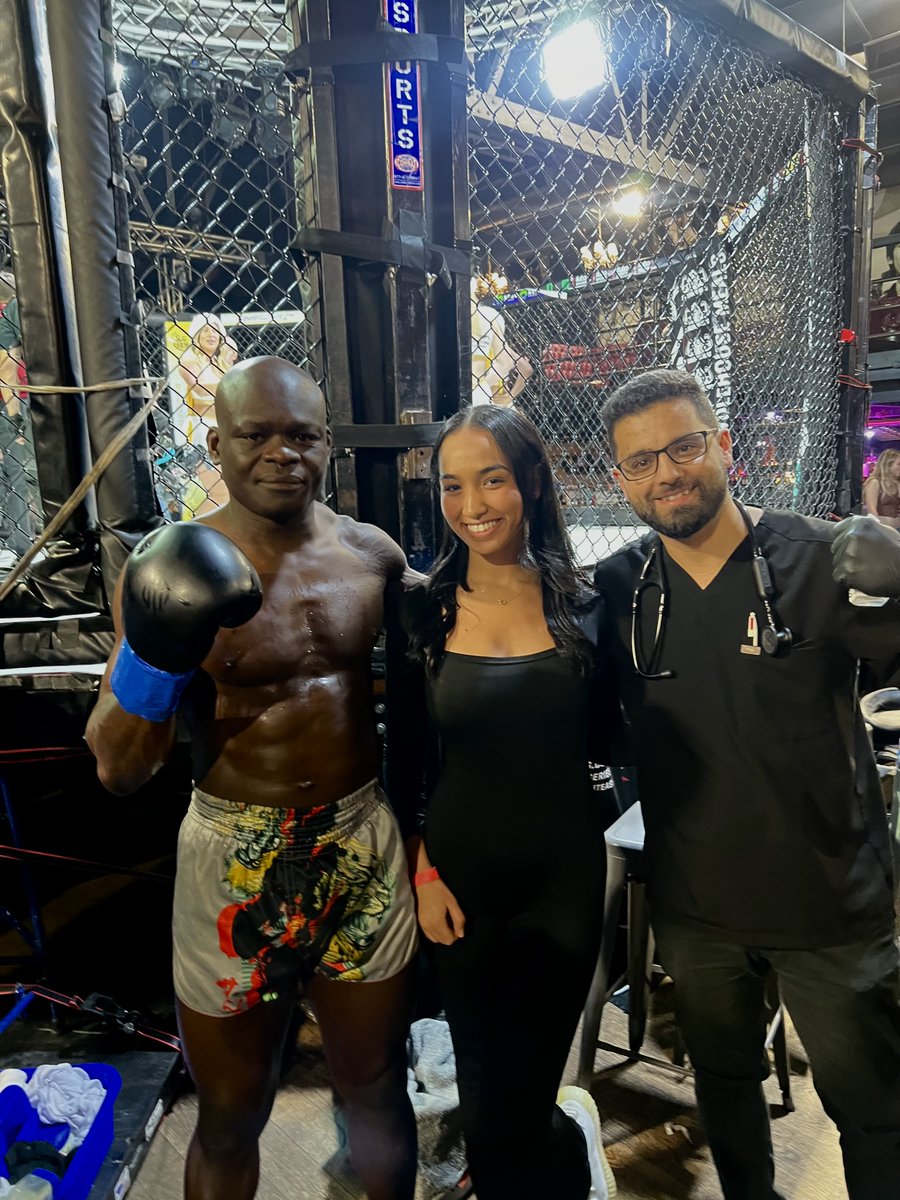 DRZ_BAKER's tweet photo. Dive into the heart-pounding world of MMA with our very own heroes, Dr. Auda and Sara from Baker Health!  Amidst the cheers and the chaos, they were the medical maestros ensuring safety in the storm of combat.Unleash the power of medicine in the ring!  #BakerHealth https://t.co/hLwSt5OfMz