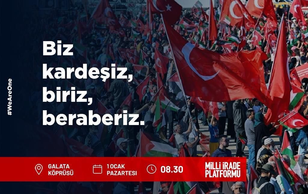 Yeni yılın ilk saatlerinde, Türkiye’den dünyaya güçlü bir mesaj ulaştıralım, tüm dünya bizi duysun diye #WeAreOne diyoruz! 📅 Tarih: 1 Ocak 2024 🕒 Saat: 08.30 📍 Galata Köprüsü