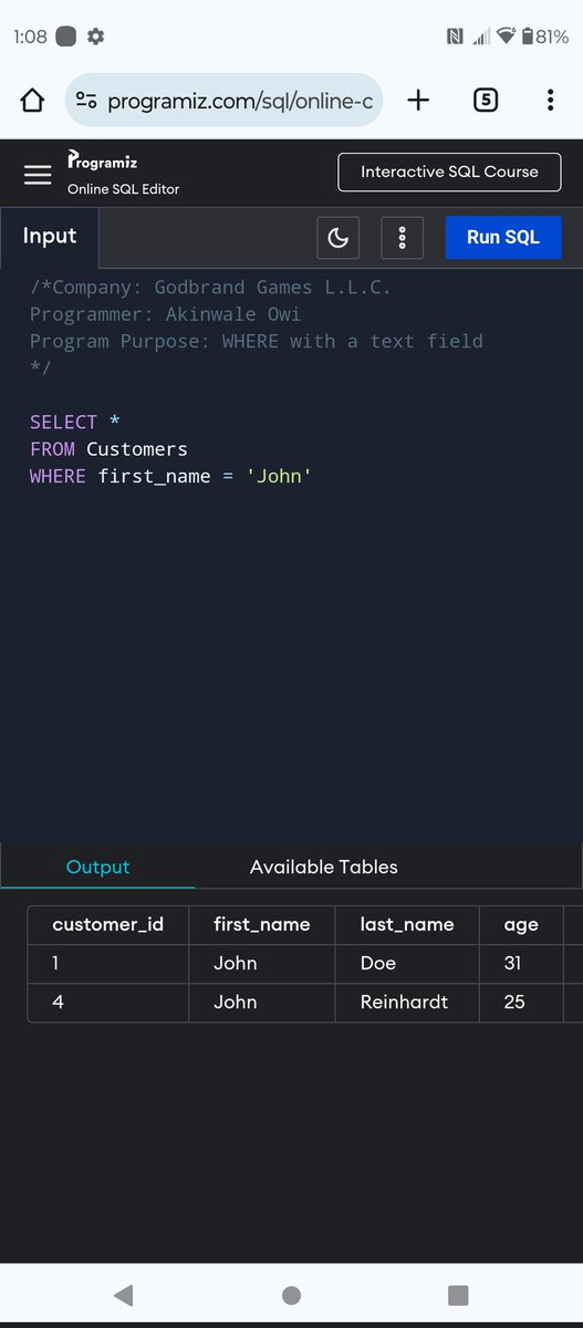Greene_Gaming's tweet image. SQL: WHERE command searching for text field
#sqldba #sqlscripts #tampabay