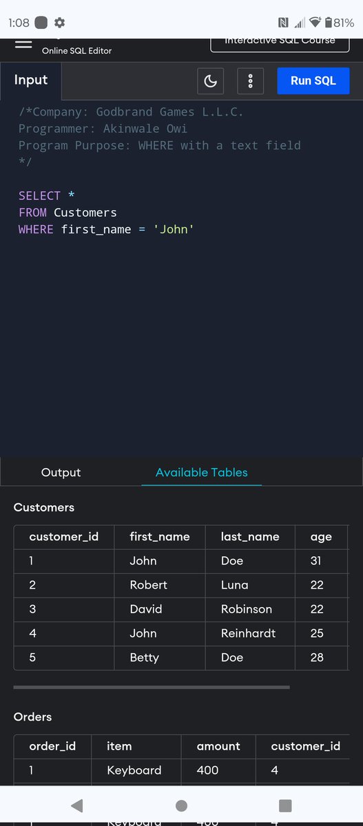 Greene_Gaming's tweet image. SQL: WHERE command searching for text field
#sqldba #sqlscripts #tampabay