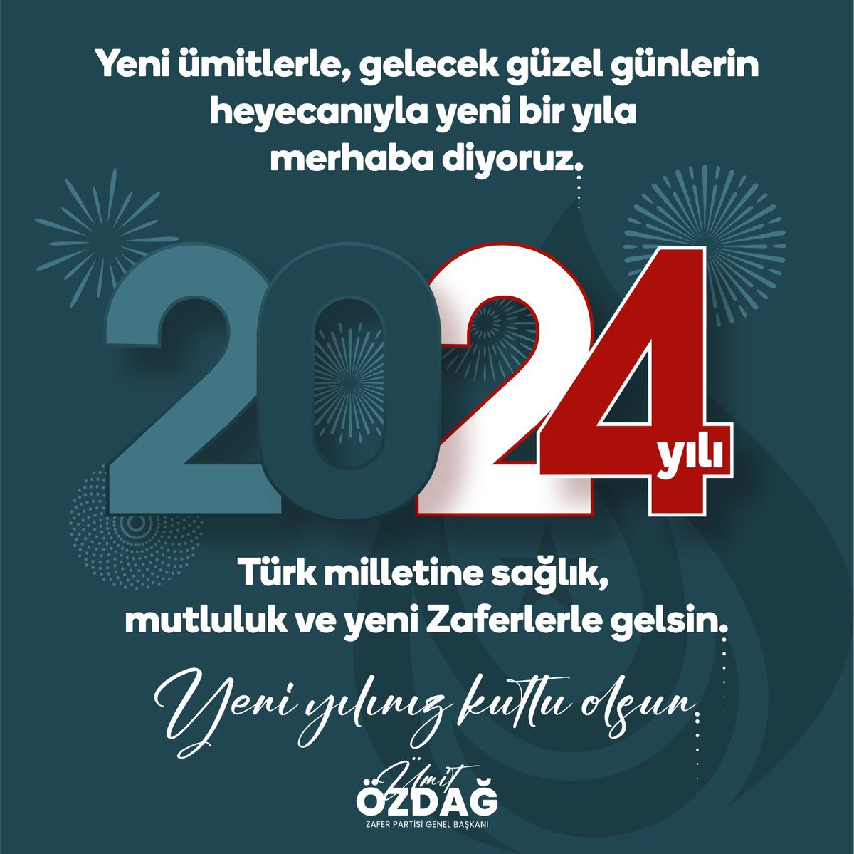 umitozdag's tweet photo. 4000 yıldır devam eden Türk tarihinde yeni bir yıla giriyoruz. Cumhuriyetimizin 101. Yılına giriyoruz. Zor geçecek olan 2024 Türk Milletine Atatürk’ün izinde yeni zaferler getirsin. @zaferpartisi https://t.co/hOED9KrS4Q