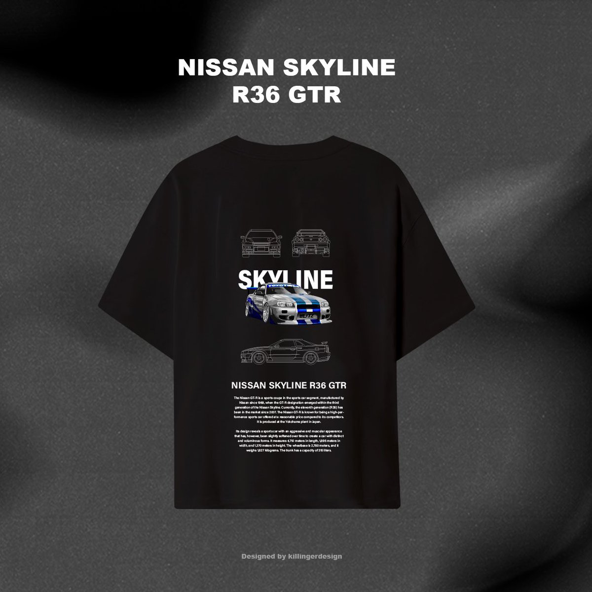 NISSAN SKYLINE R36 GTR Design by me. Que os parece este tipo de merchandising?✨🤍 #NissanSkyline #design #mockup #merchandising