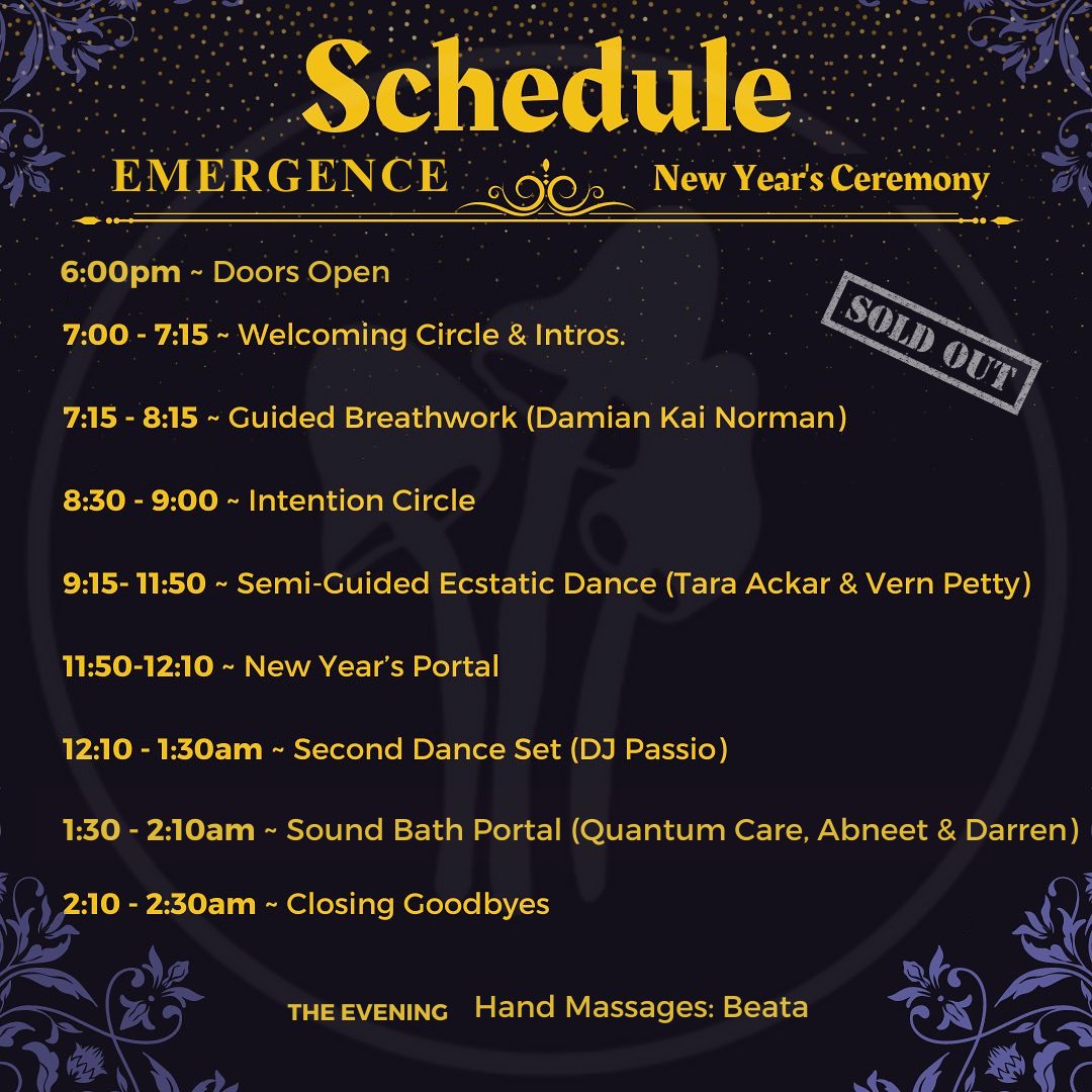 QuantumCareCa's tweet photo. 𝐄𝐌𝐄𝐑𝐆𝐄𝐍𝐂𝐄 🔮
A SOLD OUT expansive new year’s ceremony &amp; celebration designed to facilitate your full expression.

Hosted by The Flying Sage at Conscious Lab, Vancouver, BC.

✨ We look forward to co-creating a memorable portal of light to enter into 2024 together! https://t.co/b2l3eBSKWn