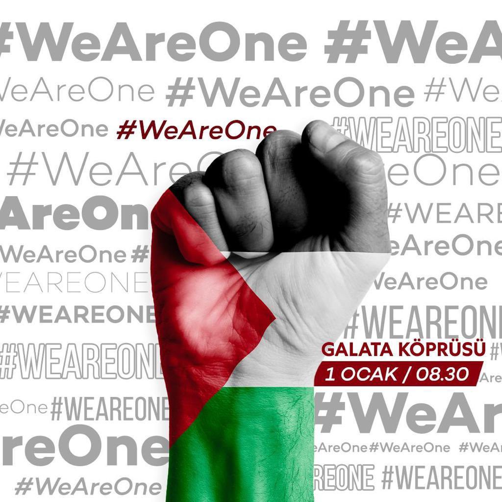 Yeni yılın ilk saatlerinde, Türkiye’den dünyaya güçlü bir mesaj ulaştıralım, tüm dünya bizi duysun diye #WeAreOne diyoruz!
📅 Tarih: 1 Ocak 2024
🕒 Saat: 08.30
📍 Galata Köprüsü