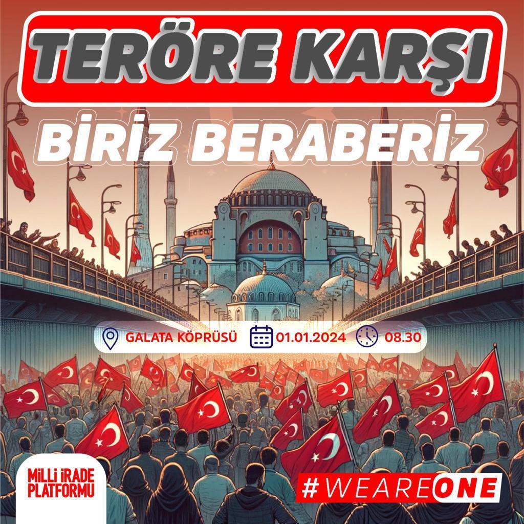 Şehirler ayağa kalkıyor: İstanbul, Londra, New York, Paris ve dahası
1 Ocak’ta #WeAreOne diyoruz ve tüm dünyaya güçlü bir mesaj veriyoruz
2024 yılı işgale karşı direnişin, teröre karşı cesur yüreklerin hareketiyle başlayacak
📅 Tarih: 1 Ocak 2024
🕒 Saat: 08.30
📍 Galata Köprüsü