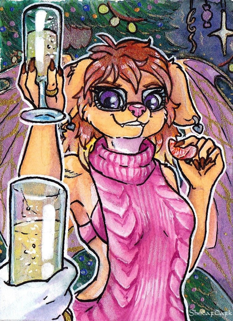 ACEO for <a href="/AmberWindArt/">Amber_Wind</a> ✨🥂🎄💫