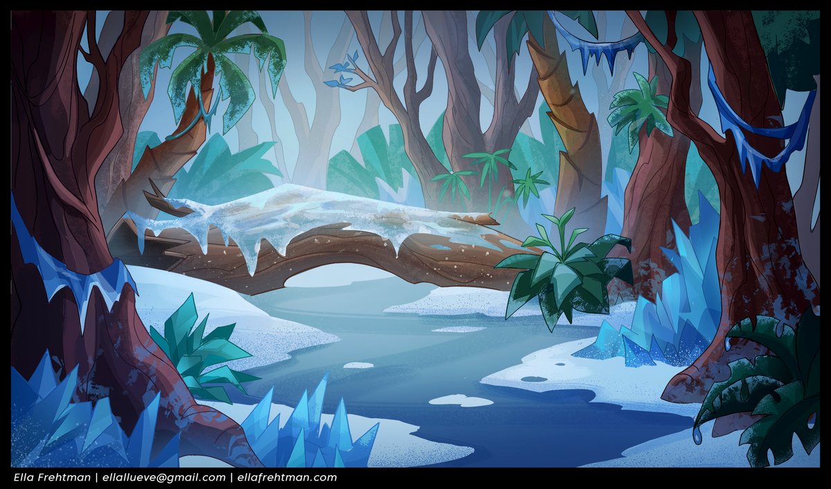 ellallueve's tweet photo. Frozen jungle background 🩵
I'm available for background work, feel free to e-mail me or dm 💌
#bgdesign #bgpaint #animation #backgroundartist #visdev https://t.co/CDkjD7R7MH
