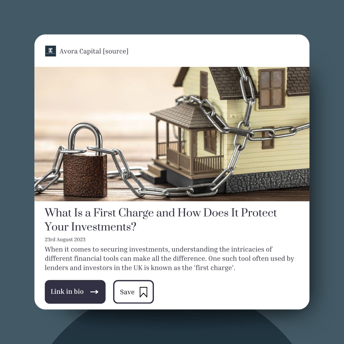 Avora_Capital's tweet photo. Avora Capital, in a bid to safeguard its investors, issues a first charge over all investments, providing extra security.

To learn more about how Avora Capital’s first charge can add value to your investments, click the link in the bio.

#AvoraCapital #SocialHousingInvestment https://t.co/FWF9jo8CH7