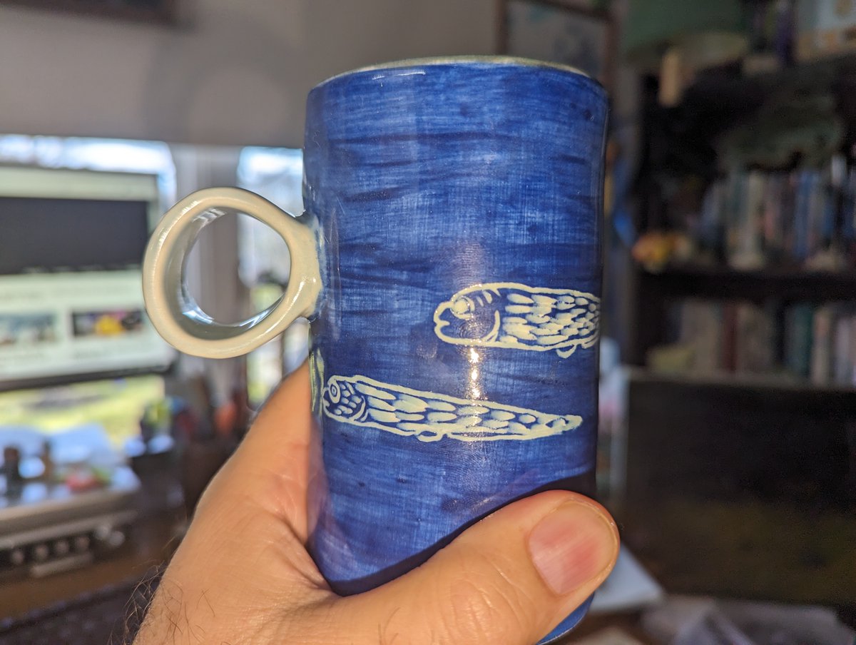 My daughter made me a cusk-eel mug and my wife made me a fish themed canister for Christmas.
