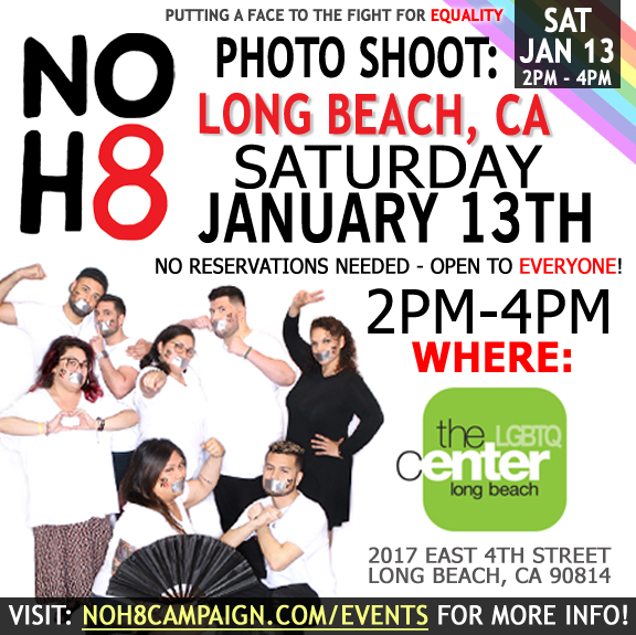 Spread the word! 📣 #NOH8 photo shoot January 13th in #LongBeach, CA: fb.me/e/49OrlCXft