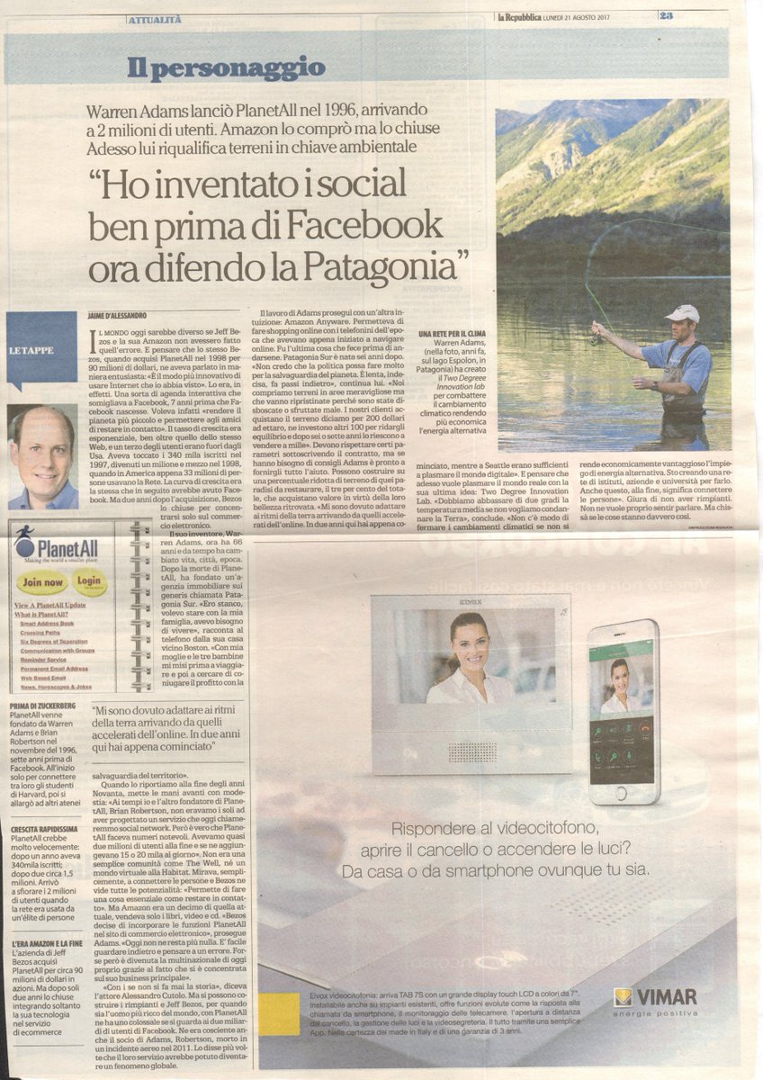 🅲🅾🅼' 🅴🆁🅰🆅🅰🅼🅾…

<a href="/jaimedale/">Jaime D'Alessandro</a> 
<a href="/repubblica/">Repubblica</a> 21/08/2017
#ritagli_di_stampa #WarrenAdams #PlanetAll #social
#Patagonia

<a href="/giuliocardone69/">giulio cardone</a> <a href="/pazzoperrep/">PazzoPerRepubblica</a> <a href="/giusmo1/">Giuseppe Smorto</a> <a href="/CarloVerdelli/">Carlo Verdelli</a> <a href="/SentieroDigital/">Sentiero Digitale (p.samarelli)</a> <a href="/PiervittorioM/">Piervittorio Miatton</a> <a href="/aligip/">aligi pontani</a> <a href="/matteopinci/">Matteo Pinci</a> <a href="/PerSaturno/">Saturno</a> <a href="/sergtosi/">Sergio Tosi</a>