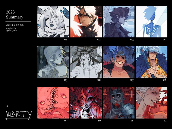 well that was a hard year, but great for art. proud of every piece (we're back to total red again fuck yeah) 