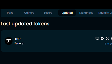 Tenerecash's tweet photo. Tenere is official listed on Dextools now!β‘οΈ
https://t.co/yXvK0t6AGg
#Crypto #ETH #Bitcoin #CryptoLoan #Loan #Staking #TNR #Tenere #Unicrypt #BSC #BNB https://t.co/uYph1uONcI