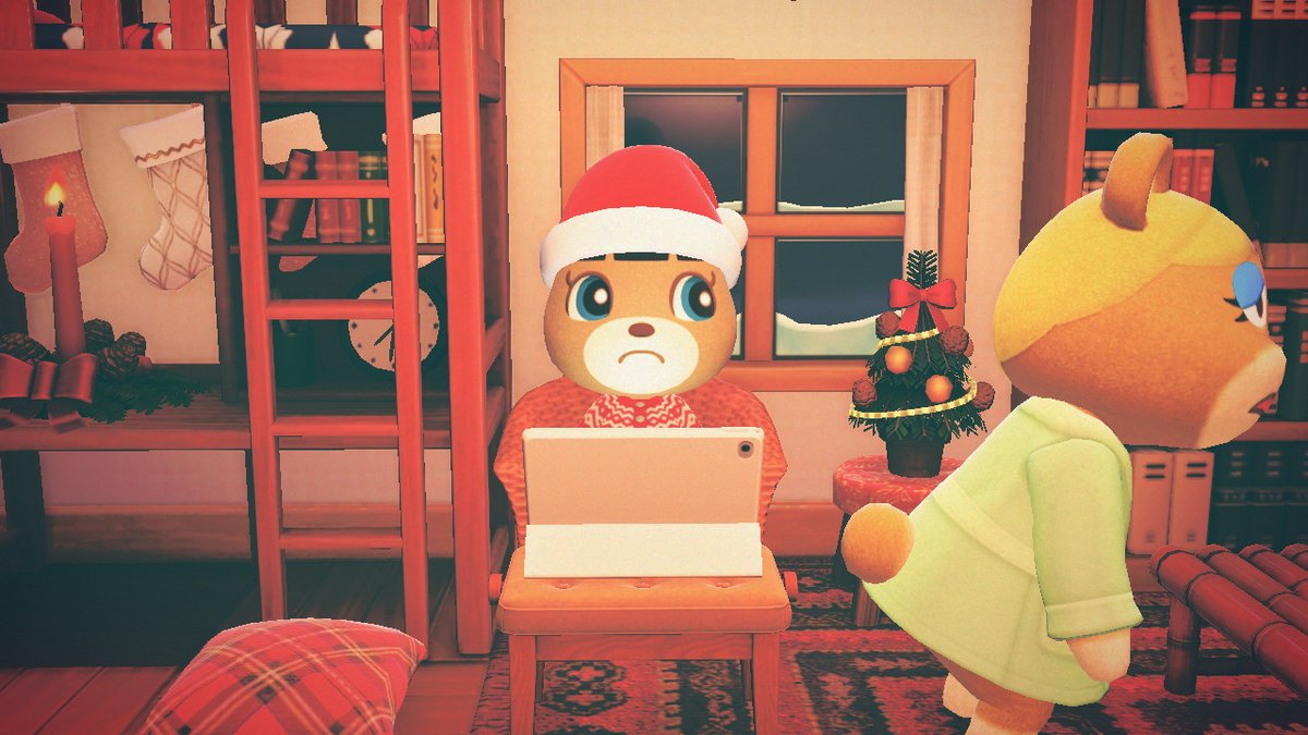 GoldiGreatBears's tweet photo. #ACNHWinterChallenge Day 30: Silent night. Early night.

Paula had been sleeping a lot since the night she saw Grizzly &amp; Tutu kiss.

Her daughter June had no idea what happened, just that it meant she was spending most of the festive evenings alone
#AnimalCrossing #NintendoSwitch https://t.co/2kn3rlK7ck