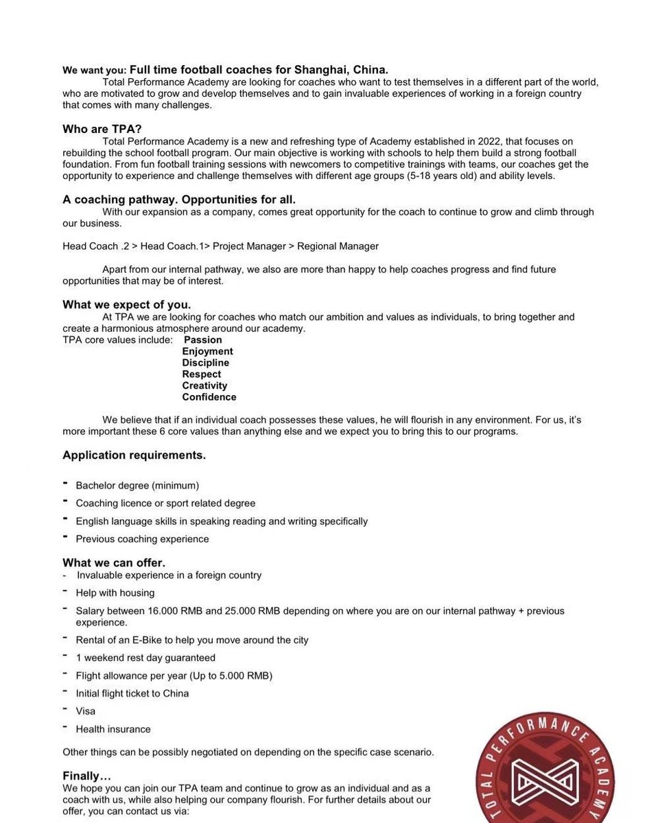 putolargo94's tweet photo. Hello all, I’ll be in England and Spain at the end of January conducting interviews for an incredible opportunity to come and join us at TPA, here in China.

Feel free to contact me for further information about a wondeful job opportunity in football and or basketball coaching. https://t.co/Gj46b0tTT3
