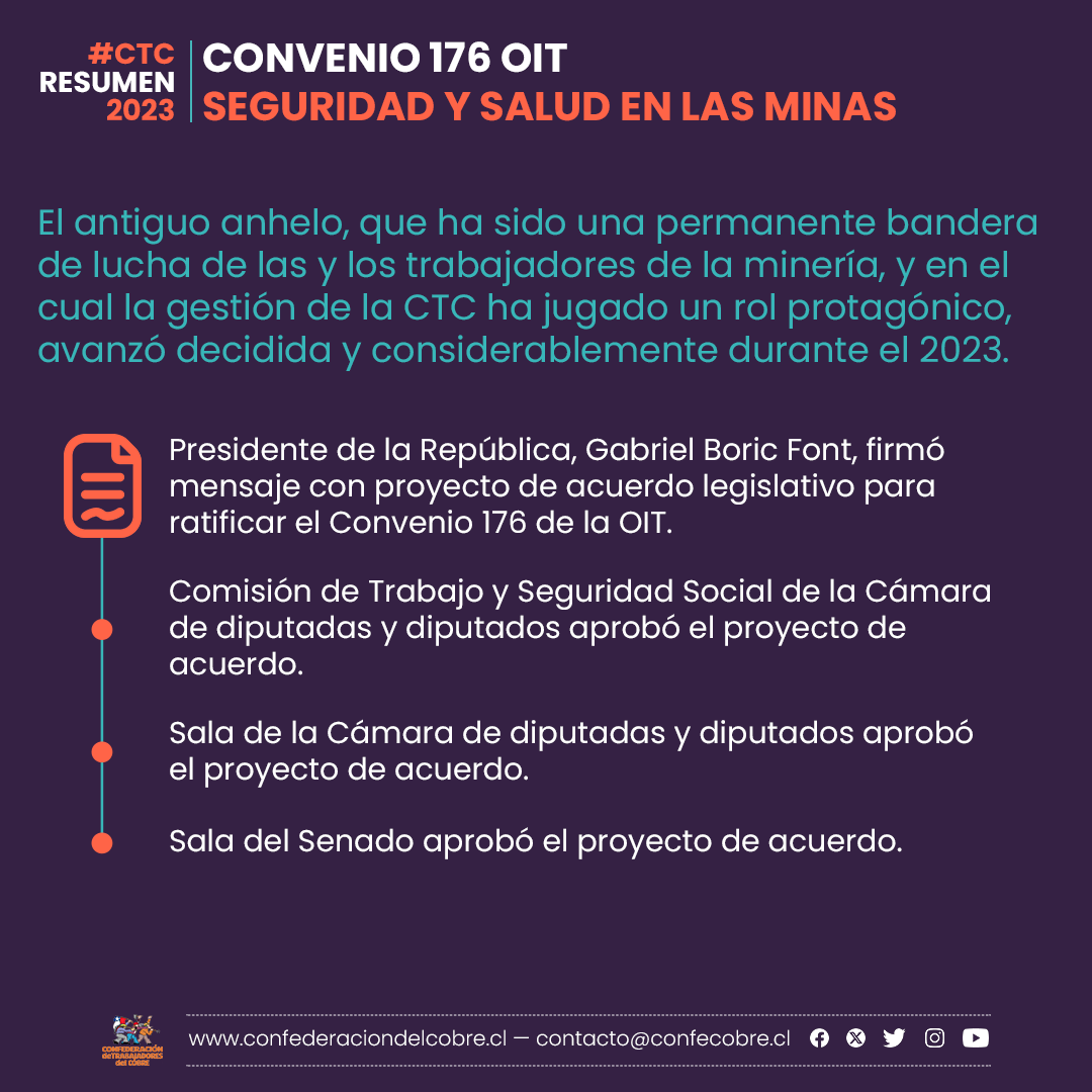 #CTCResumen2023: Cerramos el año y te invitamos a revisar los hitos más importantes de este 2023 en el siguiente 🧵 #Hilo 1/3.

#AcuerdoMarco | #Sindicatos | #Convenio176OIT 👇🏽