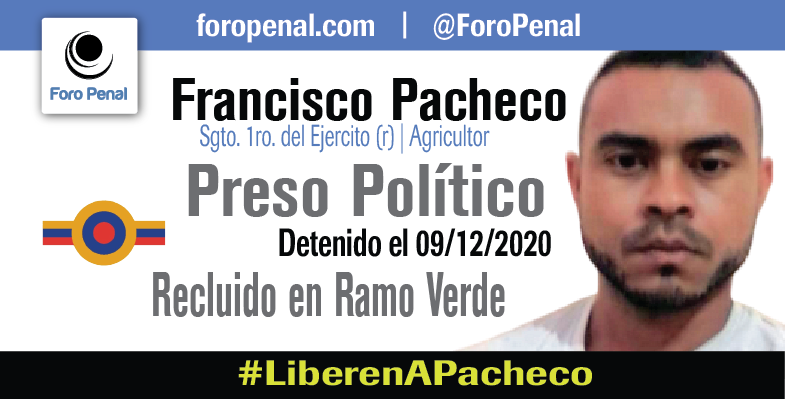 Francisco Pacheco, Sgto. 1ro del ejército, privado de libertad con fines políticos desde el 09/12/2020.- #LiberenAPacheco Venezuela Su caso aquí: ow.ly/Nev050GKElC