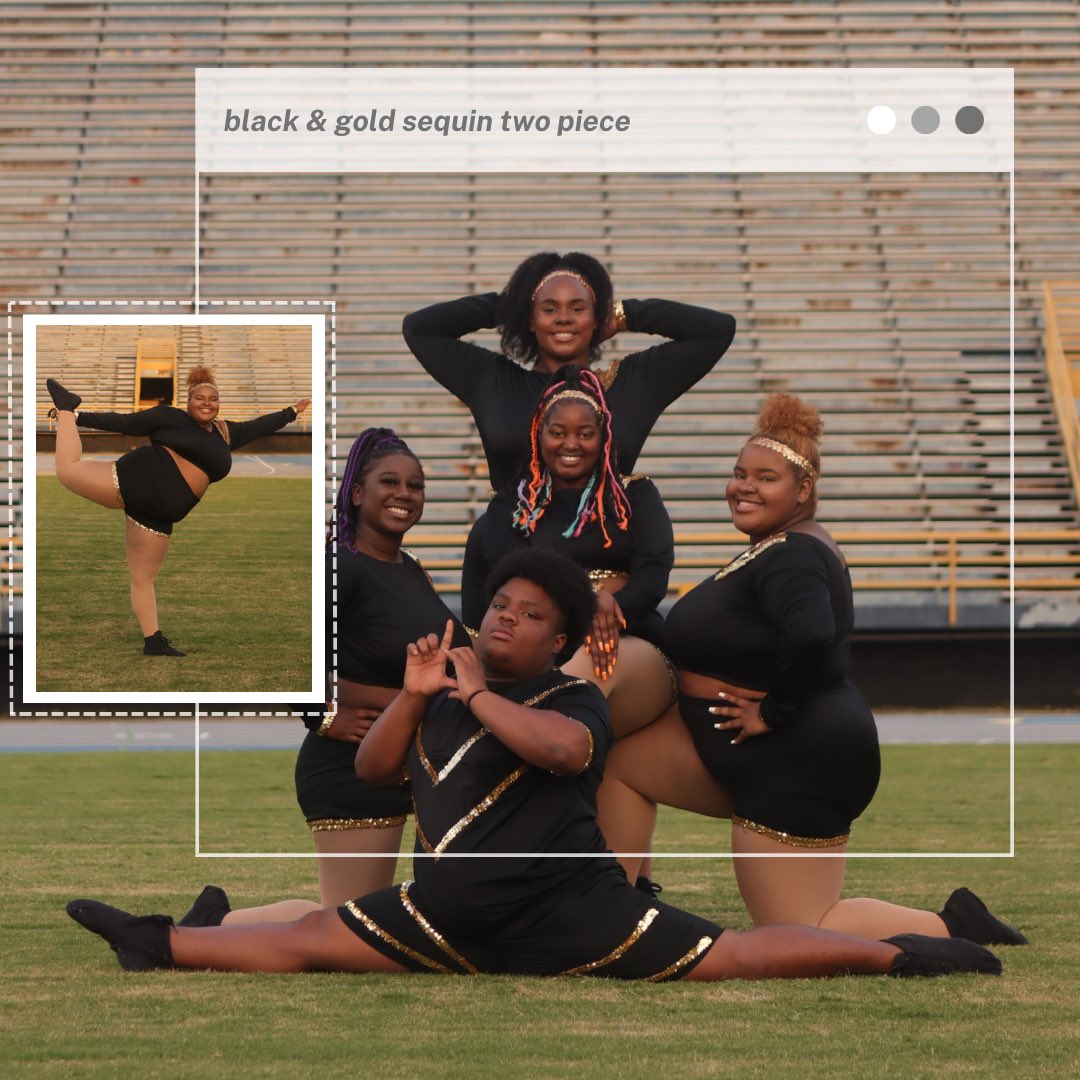 liquidgold_dt's tweet photo. Our season 1 look book✨Comment your favorite outfit!! 
#liquidgolddanceteam #plussizedanceteam #hbcudancers #majorette #ncat #ncatalumni #ncat27 #aggiepride https://t.co/PTcopGFbG5