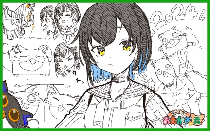 #おにかき  カシラのお絵森配信の裏で七重なえ(@naekaki_1370 )さんと落書きしてたやつです