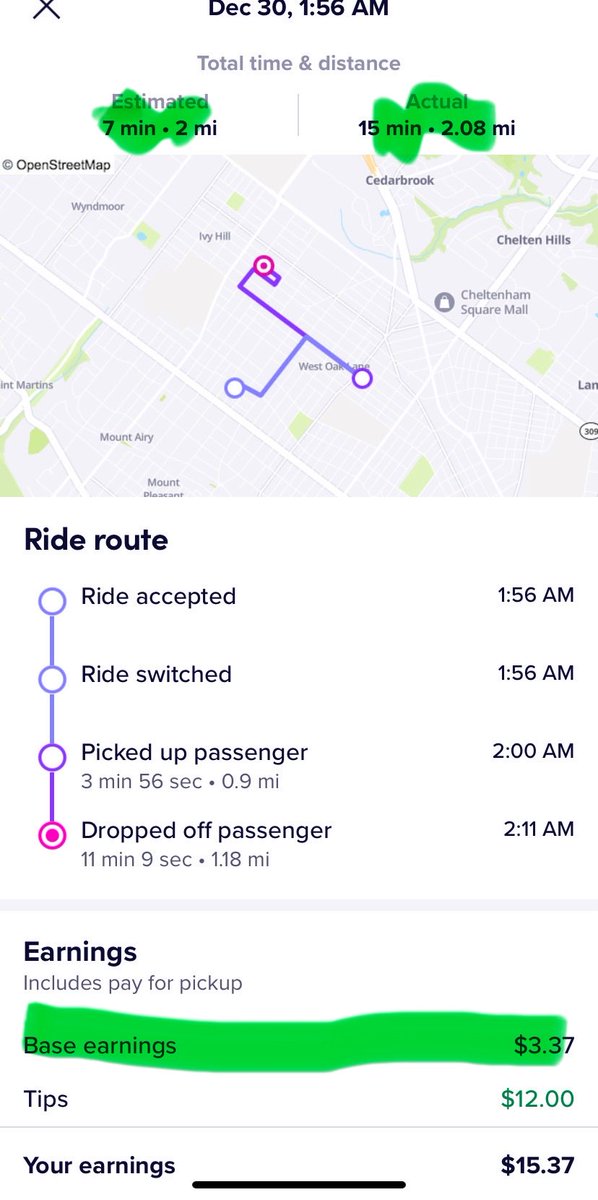 ronparlay's tweet image. #Lyft didn’t increase my payout despite the ride taking twice as long as expected (I had to help passenger up the stairs and carry her bags). She was so grateful she tipped me $12 however if she hadn’t I would be on pace for #minimumwage #captheircut #Uber and #Lyft are #crooks