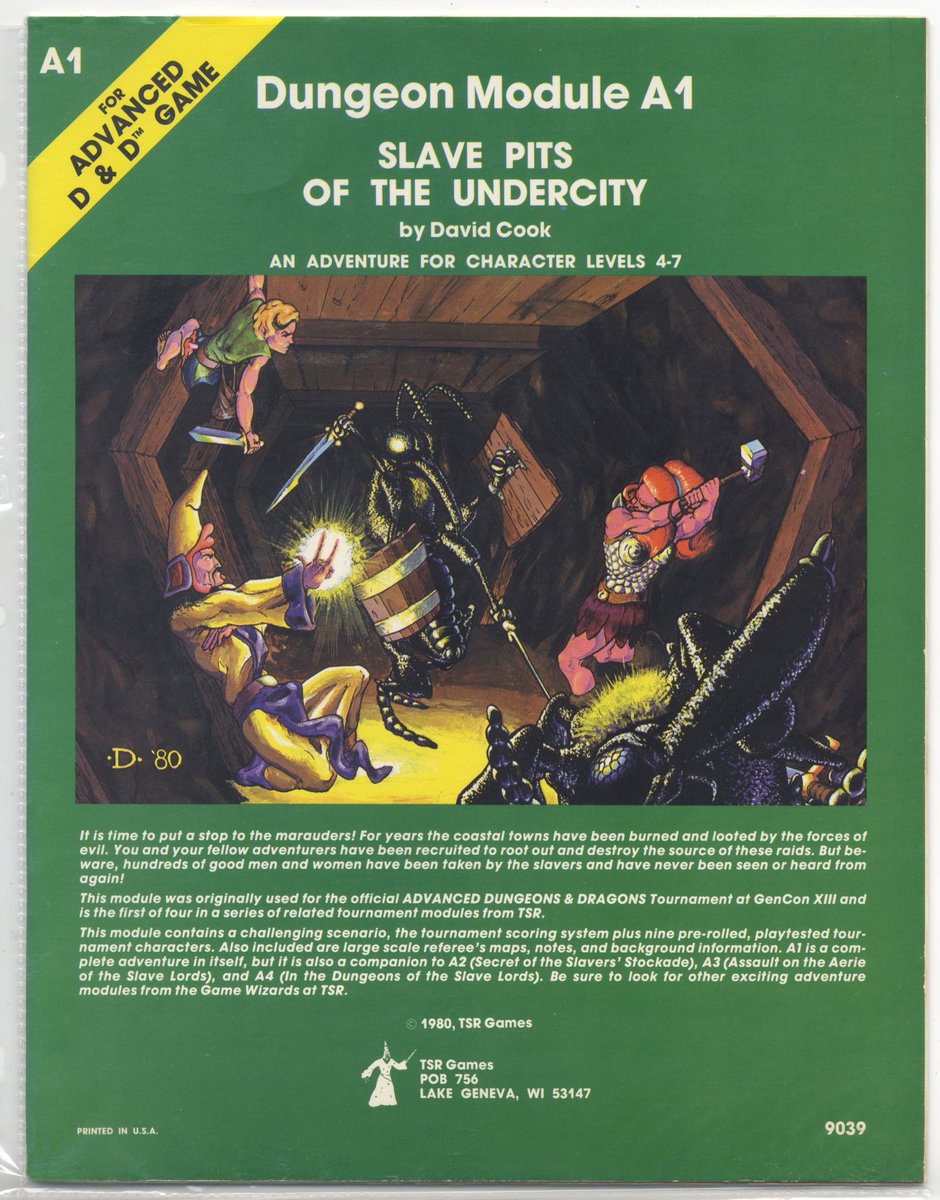 Loston_Wallace's tweet photo. #A1SlavePitsOfTheUnderCity #TSRModule #AdvancedDungeonsAndDragons
My copy of A1: SLAVE PITS OF THE UNDERCITY, by David Cook. It's in "like-new" condition, but my copies of A2, A3, & A4 are still in the shrink wrap! @YoDanno @DaddyRolleda1 @BugbearBrothers https://t.co/raEA3UBshE