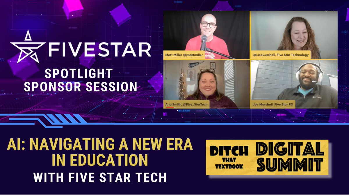 What are the potential challenges and benefits of AI in education? Learn from the team at @Five_StarTech and get ideas and practical tips for moving forward with AI in this #Ditchsummit spotlight sponsor session. Get your FREE ticket at DitchSummit.com #Sponsor #Ad