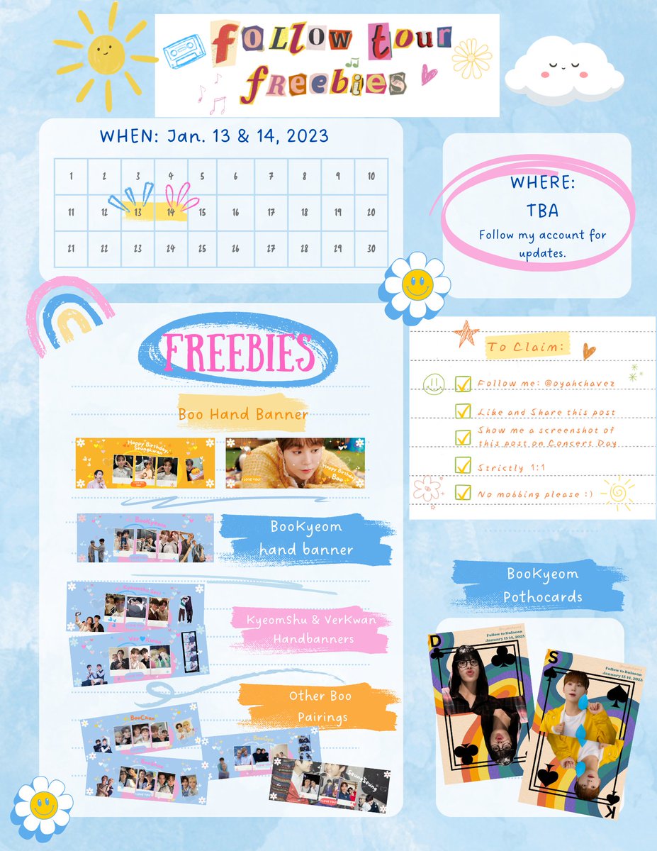 oyahchavez's tweet image. FTB freebies. 💙💗

🍊⚔️ Fan Support by oyahchavez 💎🧡

When: Jan. 13  and 14
Where: TBA

To Claim:
• Follow me for updates.
• Like &amp;amp; RT this post.
• Show me this post on con day.
• Strictly 1 per person.

#FTBFreebies #FOLLOWtoBulacan
#FOLLOW_TO_BULACAN #SVT_TOUR_FOLLOW