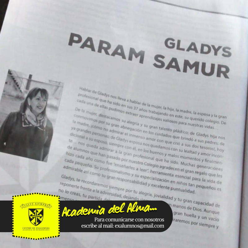exahpd's tweet photo. Recibimos la noticia del fallecimiento de Gladys Param, Profesora de Enseñanza Básica de la #AcademiaDelAlma por 37 años. Ella se encontraba grave desde hace algunos días en el Hospital Clínico de la U. de Chile. 

¡Fuerza y tranquilidad para familiares y amigos!
#SalveSiempre https://t.co/mia3uOuw8E