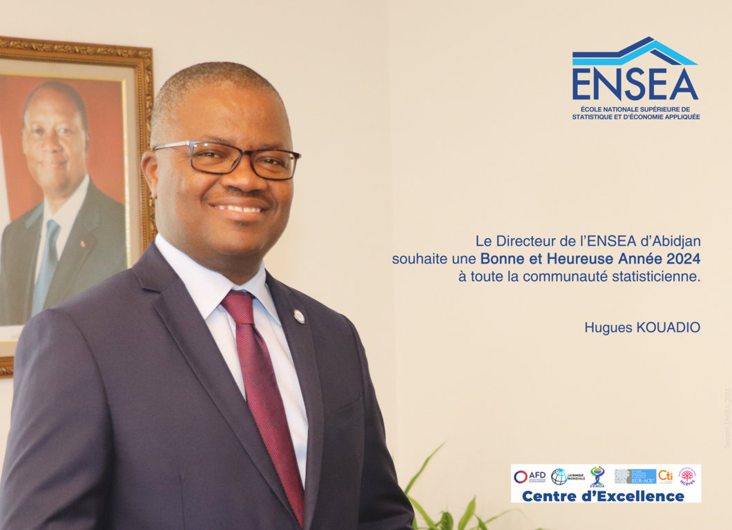 EnseaO's tweet photo. Le Directeur de l'@EnseaO d'Abidjan, Dr. #Hugues_KOUADIO vous souhaite une #BonneEtHeureuseAnnée_2024.
@MPD_CI , @INSCOTEDIVOIRE , @the_ACEProject , @afristat_org , @statsenegal , @AFD_France , @BM_Afrique , @UEMOA_Officiel , @Jhpiego ... https://t.co/9sh7QzQC9o