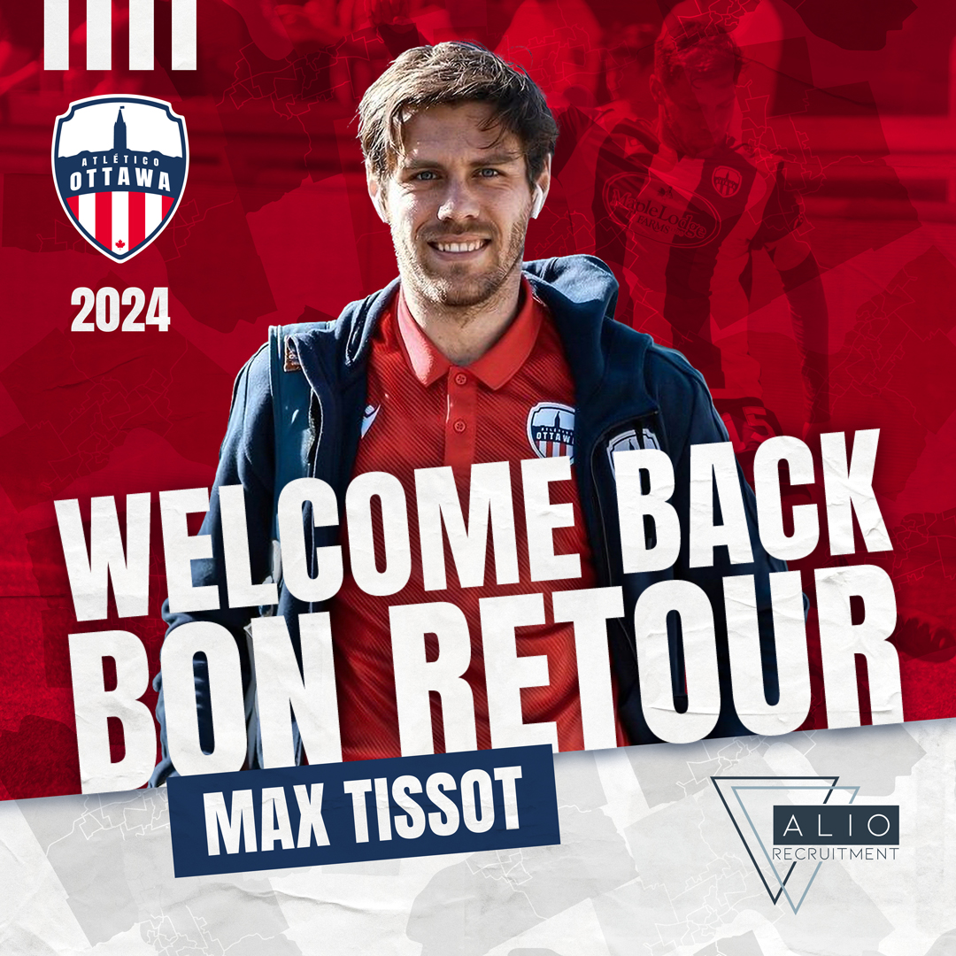 atletiOttawa's tweet photo. We are excited to announce the extension of Gatineau-born defender Maxim Tissot until 2024 ✍️✅

Welcome back Max ‼️

🔗 Read More: https://t.co/nL77YIIttN

#ForOttawa | #PourOttawa https://t.co/HJhppMdBN5