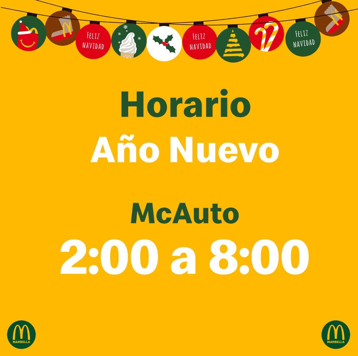 mcdmarbella's tweet photo. Recuerda que mañana puedes disfrutar de McAuto a partir de las 2:00, ya sea porque te has quedado con hambre en la cena o porque necesitas reponer fuerzas tras la fiesta 🍔💪 https://t.co/Fen5hN9QyJ