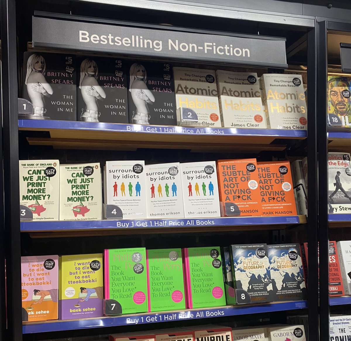 Spotted in the wild: #cantwejustprintmoremoney finishing 2023 at n.o 3 on the bestselling non-fiction chart @whsmithbookshop  London Bridge station and one of <a href="/WHSmith/">WHSmith</a> Paperback Books of the Year! <a href="/MeaningJack/">Jack Meaning</a>
