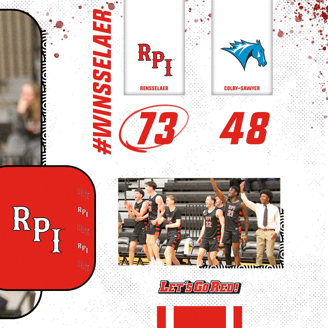 #WINsselaer!

The Engineers take down Colby-Sawyer behind a 15-point, seven rebound afternoon from Avery Eugster!

Jonny Angbazo &amp; Dylan Matchett each add 13 points apiece as well in the win!

#LetsGoRed 🔴