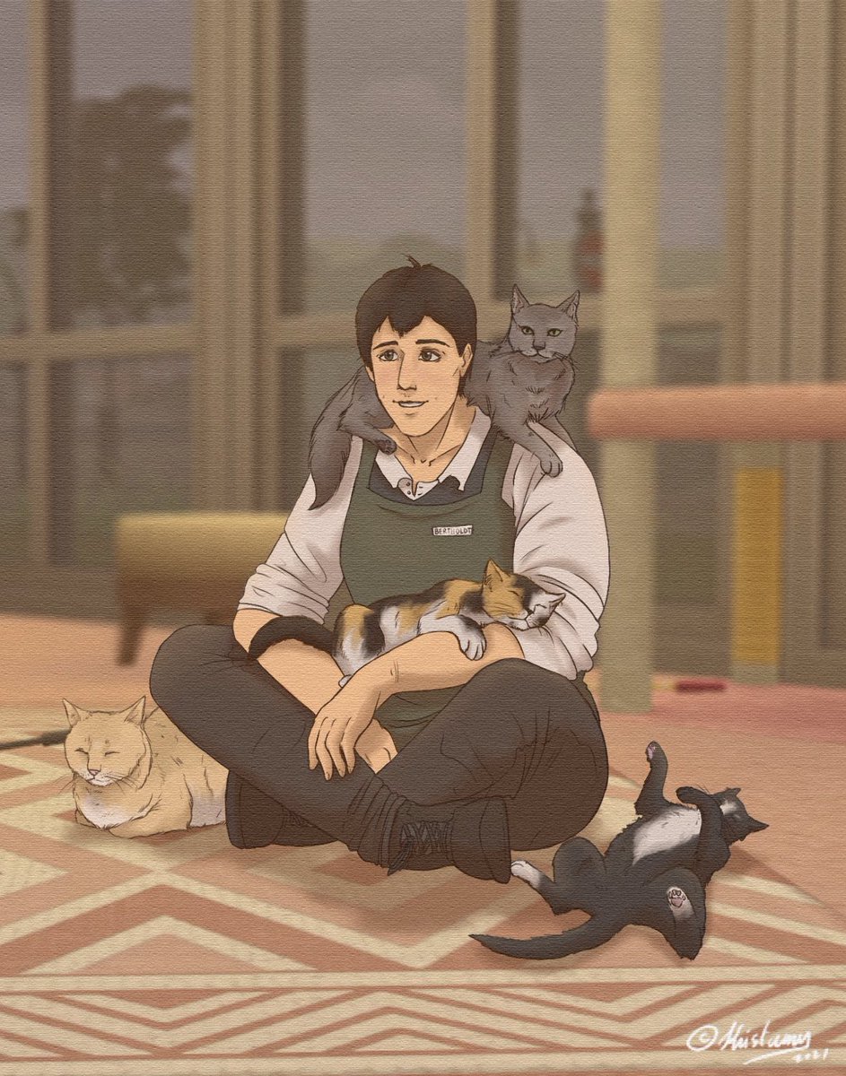 warcolossus's tweet image. /     modern  bert  who  works  in  cat  cafe.   🥺