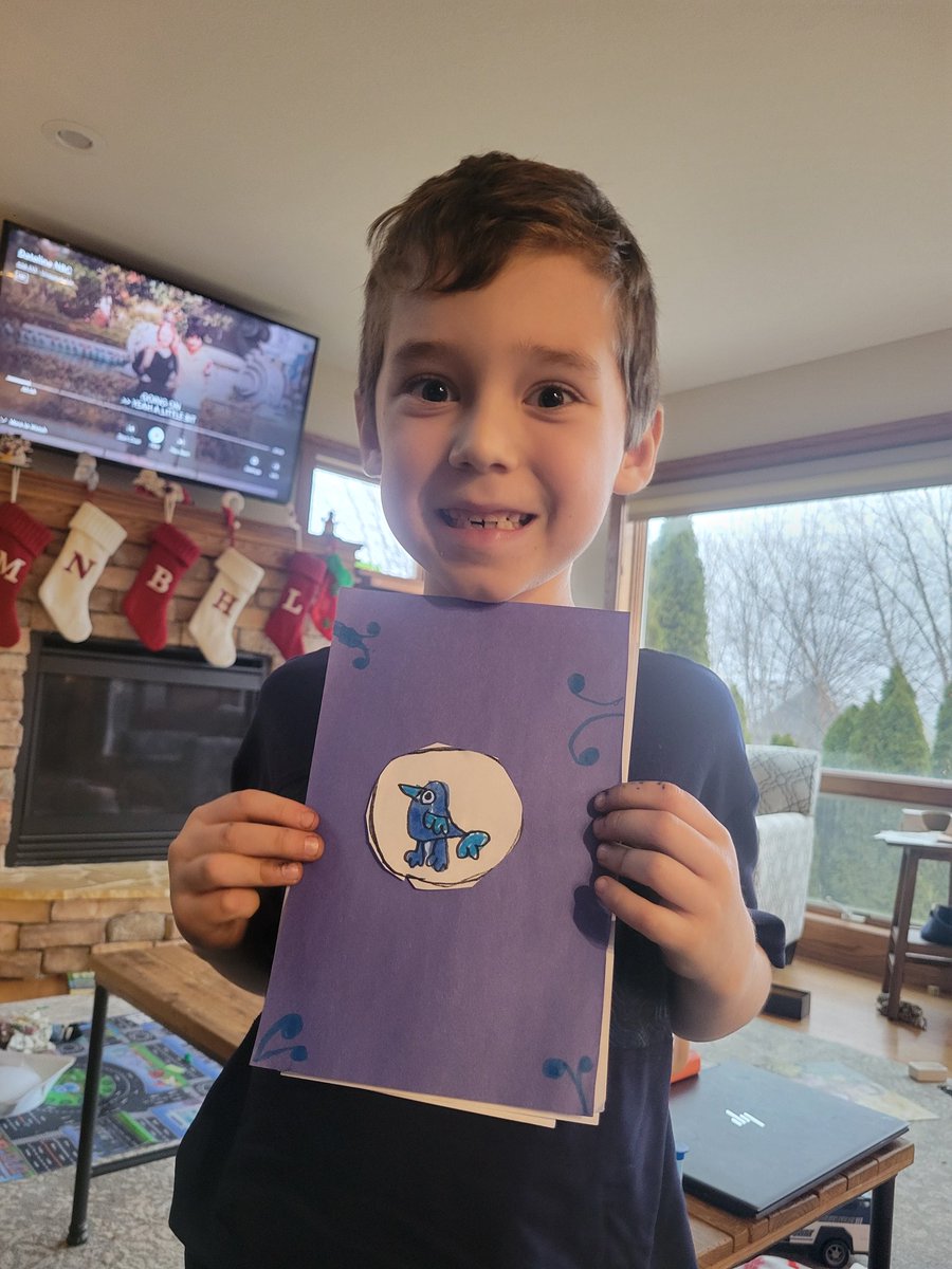garnett_nicole's tweet photo. Okay, update.
He actually made an entire "bird book." And now I'm crying because he's an author/illustrator 🥹😍
"Owls nest is made of twigs."
And now, I love birds. 😂🐦🐦⬛🦜
(Have always loved owls, too BTW🦉🫶)
#writingcommunity #kidlit #authorinthemaking https://t.co/wMf3ZB62oj