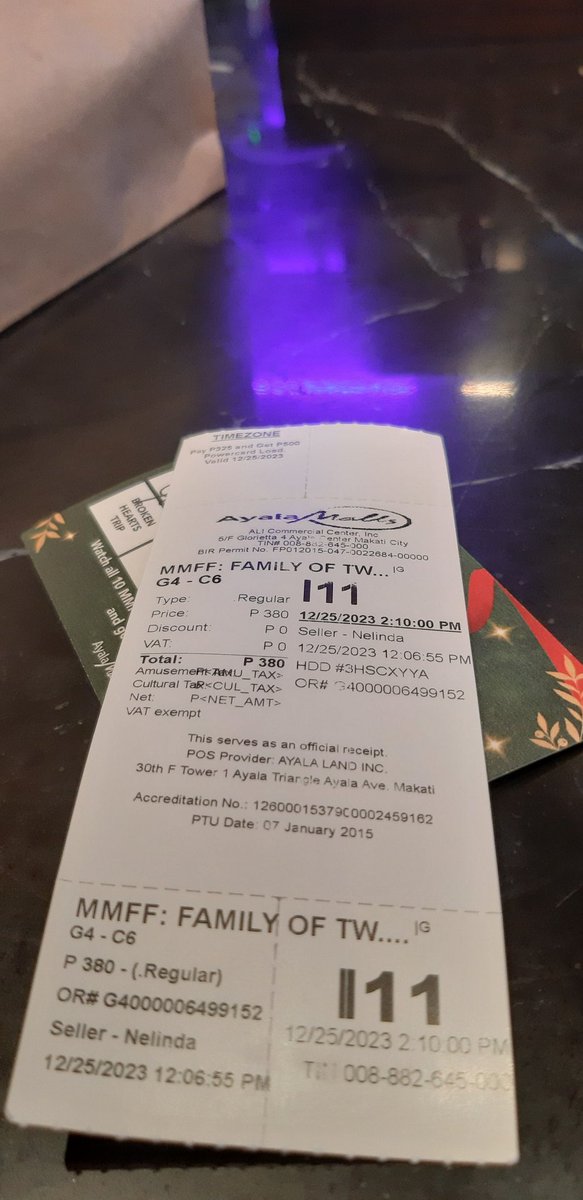 Lizagrace1216's tweet photo. #FamilyTwo Sori wrong post ng ticket kanina this ticket theater i bought at g4 Dec 25,2023 FOT when i watched https://t.co/CHS5naBykn