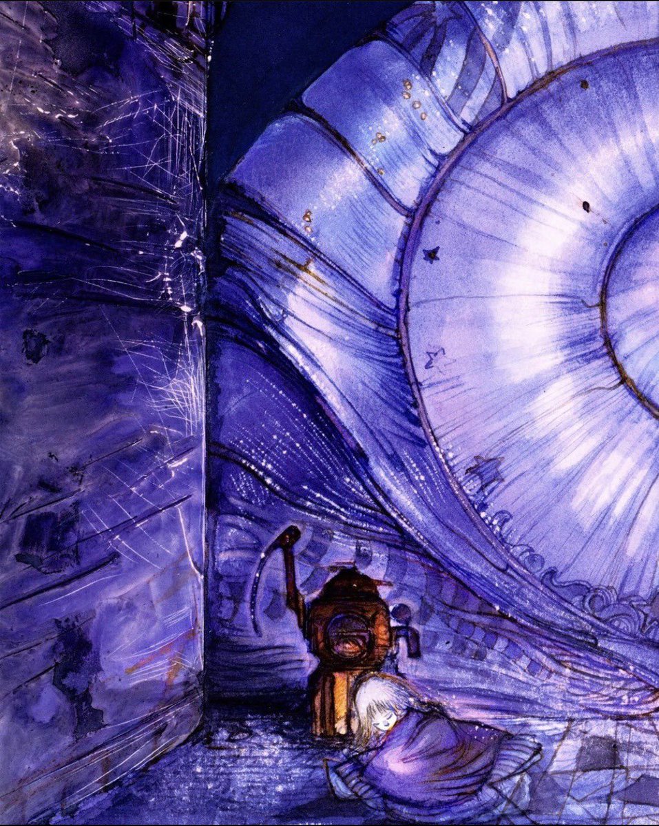 3CC0__'s tweet photo. “Angel’s Egg” Concept Art by Yoshitaka Amano (1985) https://t.co/ixsXG6MEZC