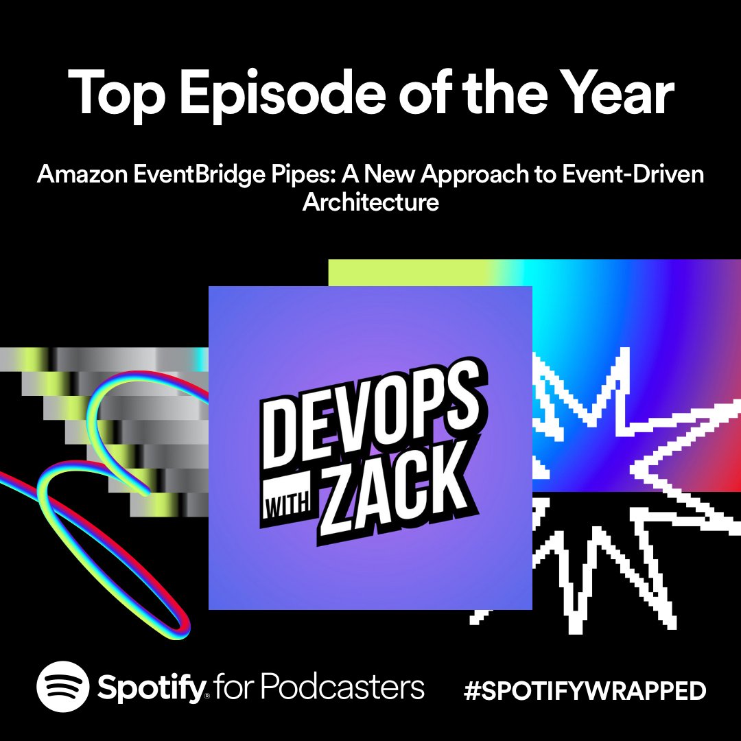 awsfanboy's tweet photo. Wrapping up 2023 with gratitude for an incredible year of "DevOps With Zack"! 🎙️ The Top  Episode of the "Amazon EventBridge Pipes: A New Approach to  Event-Driven Architecture " with @pubudusj . Thank you guests and dedicated listeners. #DevOpsWithZack #awscommunitybuilders https://t.co/yCt0jrCql8