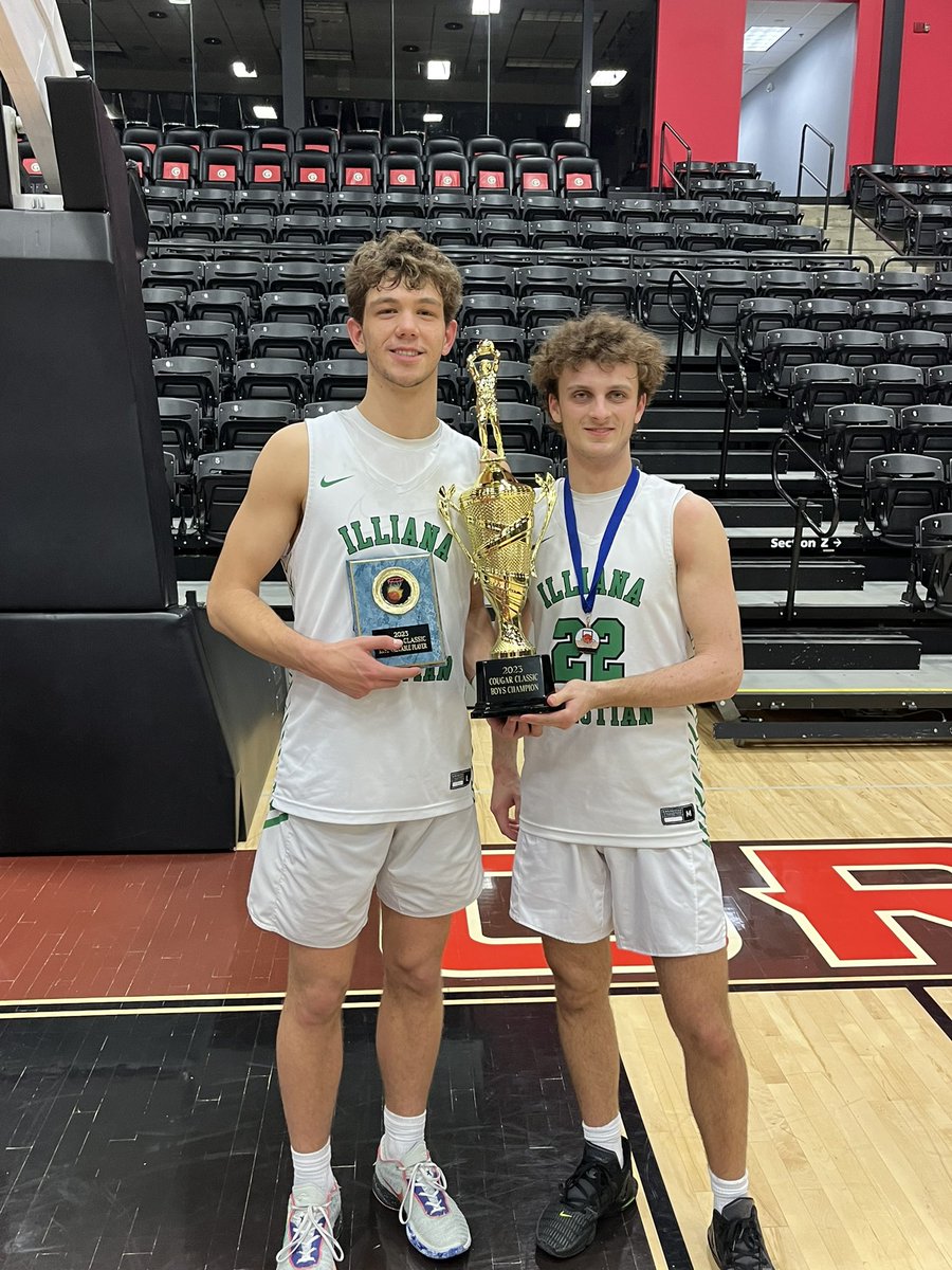 Jim Rappold (@rappoldjim) on Twitter photo Your cougar classic MVP <a href="/AndySpoelman/">Andy Spoelman</a> and 1st team all tournament team Isaac Sherwood. <a href="/Indianagamehoop/">Indiana Game</a> <a href="/DavidPFunk/">Dave Funk</a> <a href="/NwiRegionHoops/">NWI REGION HOOPS BLOG</a> <a href="/nwipreps/">nwipreps</a> <a href="/Illianasoftbal1/">Illiana Christian Softball</a> <a href="/ichshoops/">Illiana Christian Basketball</a> <a href="/IllianaBaseball/">Illiana Christian Baseball</a> Your cougar classic MVP <a href="/AndySpoelman/">Andy Spoelman</a> and 1st team all tournament team Isaac Sherwood. <a href="/Indianagamehoop/">Indiana Game</a> <a href="/DavidPFunk/">Dave Funk</a> <a href="/NwiRegionHoops/">NWI REGION HOOPS BLOG</a> <a href="/nwipreps/">nwipreps</a> <a href="/Illianasoftbal1/">Illiana Christian Softball</a> <a href="/ichshoops/">Illiana Christian Basketball</a> <a href="/IllianaBaseball/">Illiana Christian Baseball</a>
