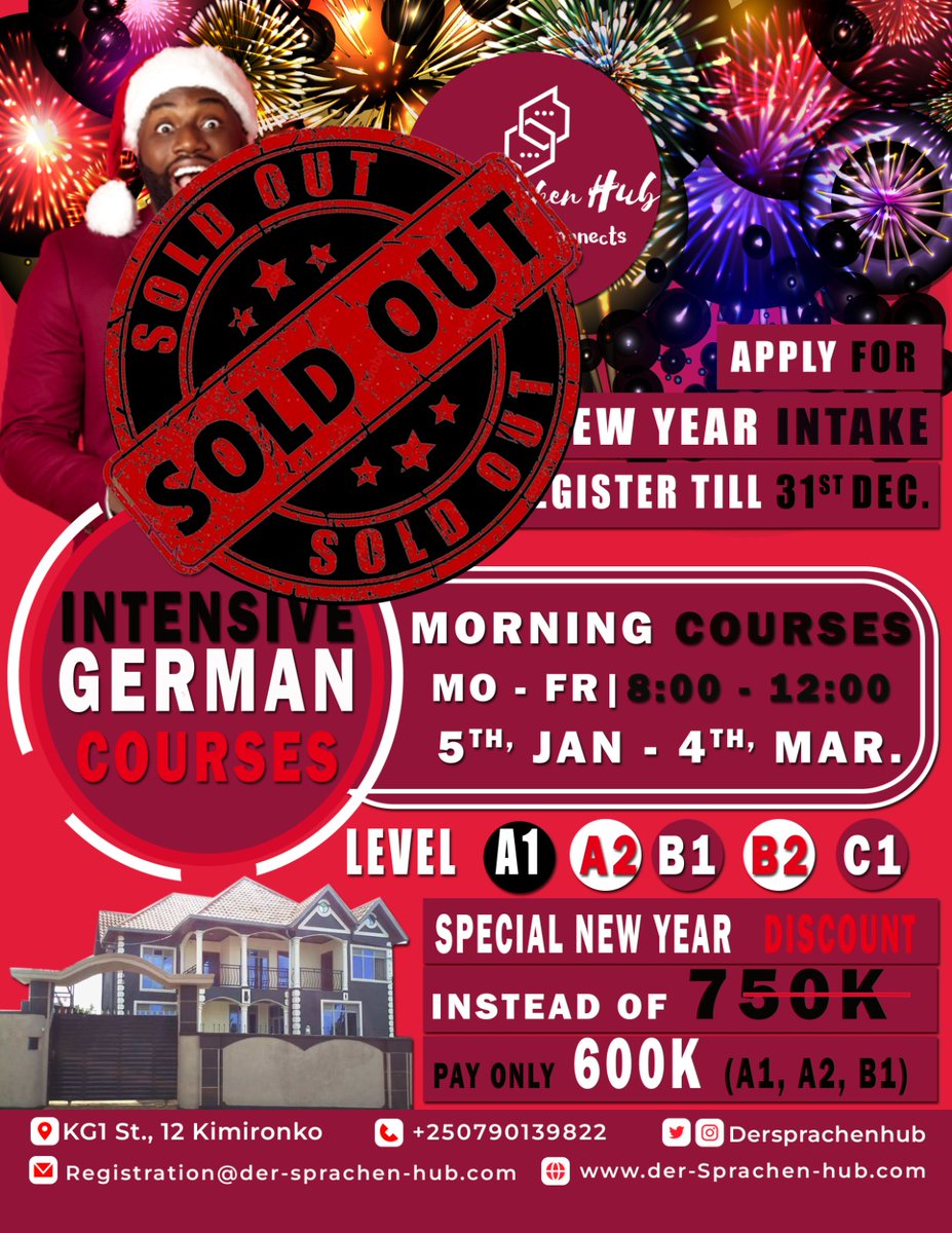 DerSprachenHub's tweet photo. #GOOD NEWZ OUR #A1, #A2, & #B1 #MORNING #INTENSIVEGERMAN COURSES THE #NEWYEARINTAKE 2024 ARE #SOLDOUT SECURE NOW YOUR PLACE NOW BY REGISTERING IN /#AFTERNOON #EVENING #ONLINE & #WEEKEND COURSES. We Love to teach, #INTENSIVEGERMANCOURSES
#Deutsch https://t.co/Wbw8Q49JTL