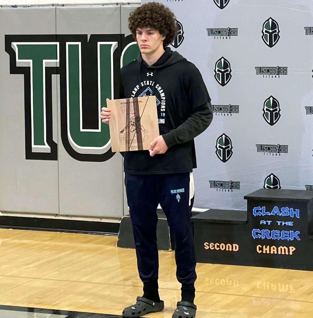 Springbrook Wrestling Competes at the Tuscarora's Clash at the Creek. Two Blue Devils, Lincoln Wendel and Naol Demisse were undefeated weight class champions; Lincoln was also named Most Oustanding Wrestler of the tournament. Way to go, Blue Devils!