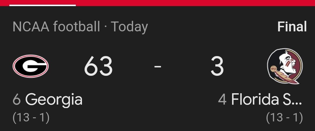 ShookGuy1's tweet photo. #UGA put their 3rd strings in and proceed to rack up another unanswered 20 pts on #FSU.  Miss me with that "it's because of players sitting out" shit. https://t.co/yLMJ8t1e6F