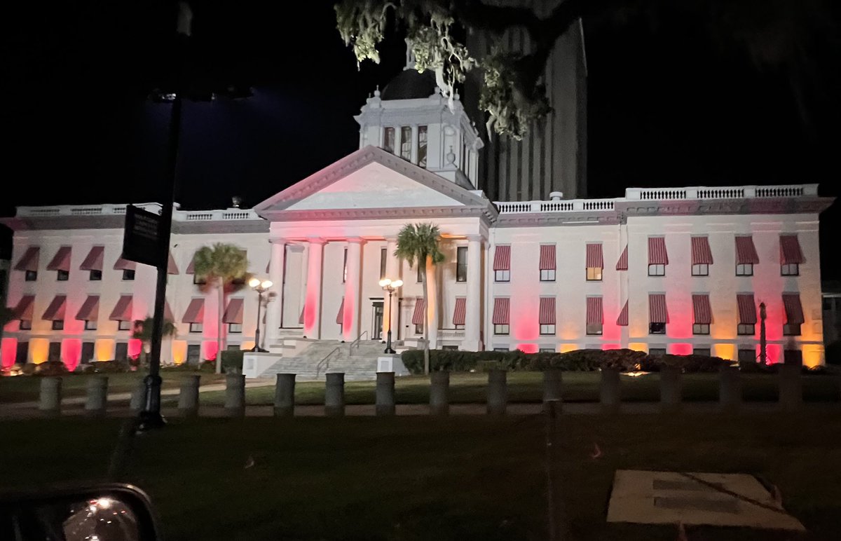 The Florida Capitol is lit up GARNET &amp; GOLD for <a href="/FSUFootball/">FSU Football</a> tonight! I absolutely LOVE it!!! ❤️💛❤️🍢