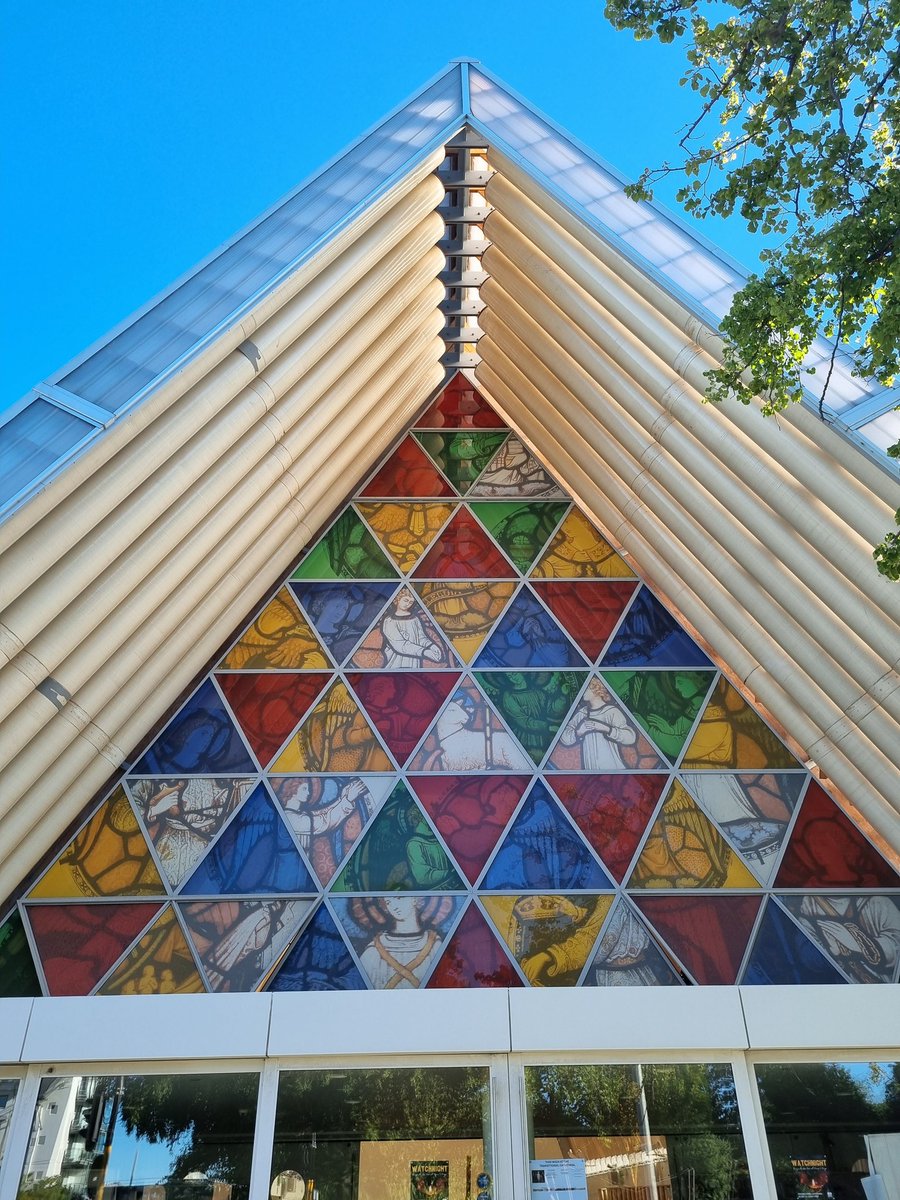 The 'Cardboard Cathedral' or Transitional Cathedral in Christchurch, NZ/Aotearoa. ⛪️🇳🇿 The only Cathedral in the world to be built byt cardboard by Japenese architect Shigeru Ban following the 2011 earthquake. #RE @TeamRE_UK