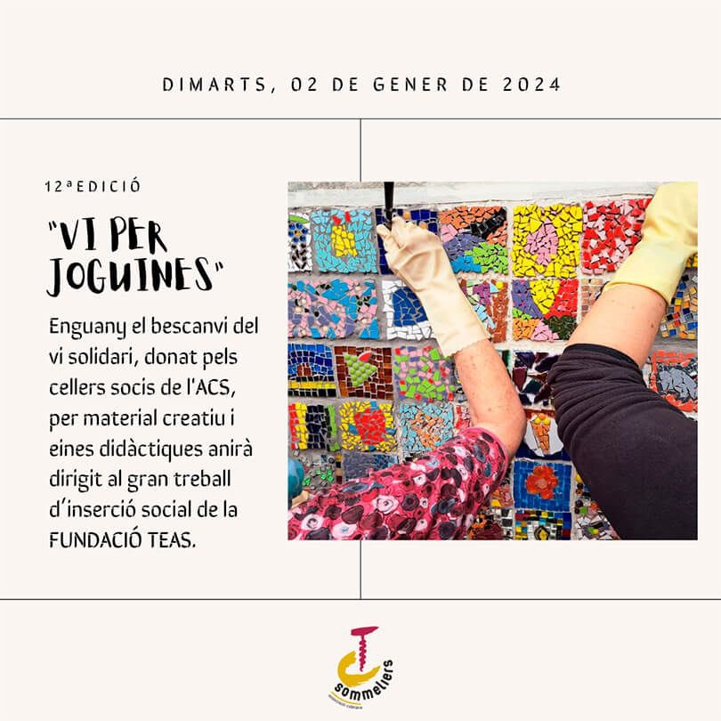 Canviem ampolles de vi per material creatiu, t’hi apuntes? 

📅 Dimarts 2 gener
⏰ 10h a 20h
📍 C/Legalitat, 95 (Dommia Studio Design)

Ens veiem el dimarts!!! No faltis!!!

#viperjoguines #SomSolidaris #fundacioteas