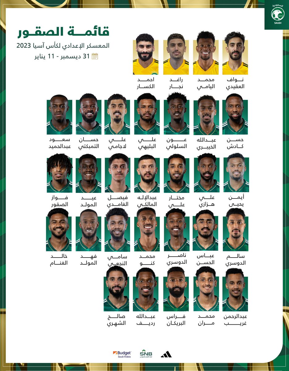 رسميًا 

قائمة منتخبنا الوطني للمعسكر الإعدادي لكأس آسيا 2023 ،