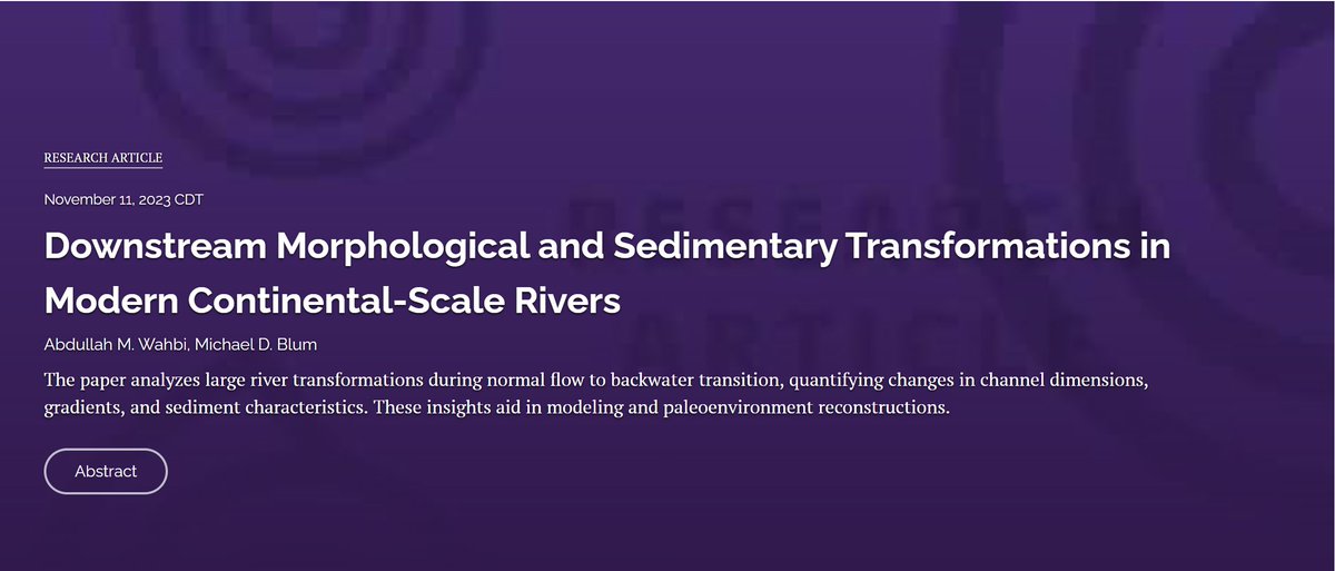 The latest paper in TSR (and last one for 2023!) delves into how large modern rivers undergo transformative morphological and sedimentary changes during the normal flow to backwater transition. 🌊Read it here: shorturl.at/dgoxY