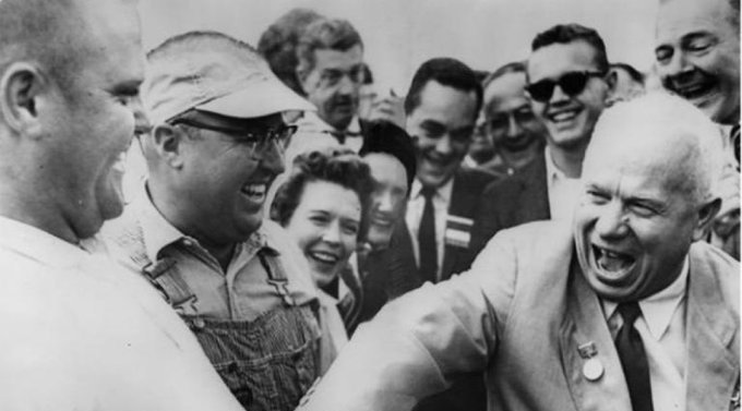 Upon seeing this Iowa farmer during his visit, Khrushchev grabbed his cock, exclaiming, “Now there’s a real American!” 1959.