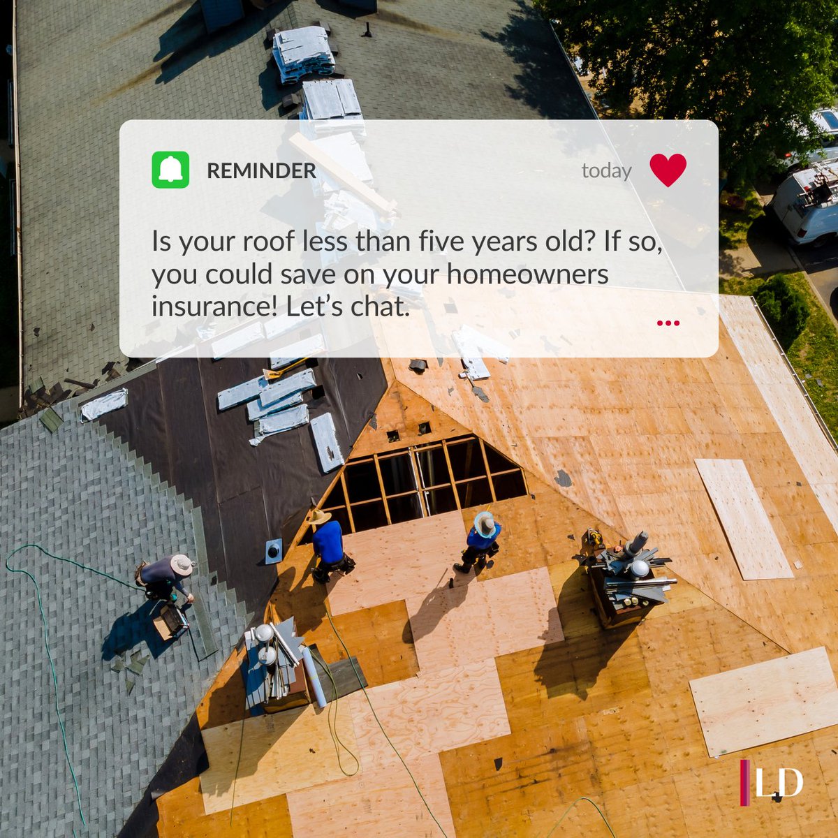 DiemerLisa's tweet photo. Do you have a newer roof on your home? If your roof is less than five years old, you could be eligible for lower rates on your home insurance. Let's chat! https://t.co/1MXPKnrN4A