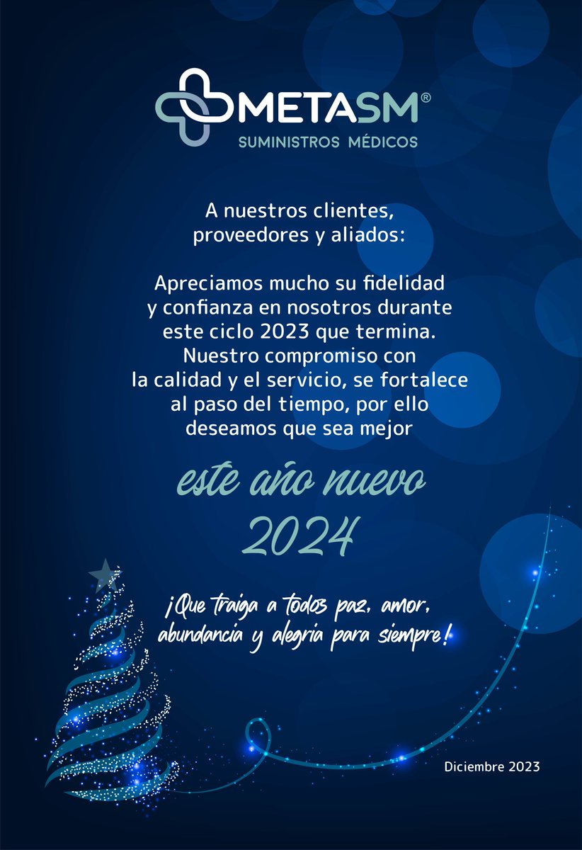 Todo el equipo de #METASM Suministros Médicos, agradece tu preferencia. ¡Estamos a tus ordenes! metasuministros.mx 🥳

#felizañonuevo2024 #felizañonuevo #prosperidad #amor #salud #alegria #suministrosmedicos
